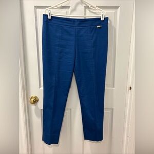 Tory Burch Women’s Seamed Dress Pants Size 12 Royal Blue Stretch Slit Hem  EUC